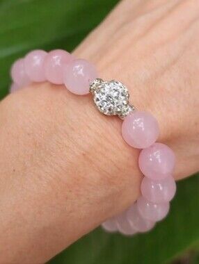 Natural Rose Quartz Stone Crystals Beaded Natural stones Unique Tender Bracelet